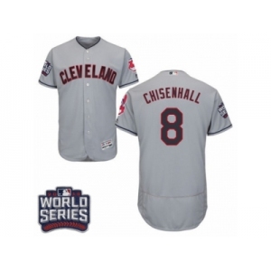 Men's Majestic Cleveland Indians #8 Lonnie Chisenhall Grey 2016 World Series Bound Flexbase Authentic Collection MLB Jersey