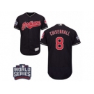 Men's Majestic Cleveland Indians #8 Lonnie Chisenhall Navy Blue 2016 World Series Bound Flexbase Authentic Collection MLB Jersey