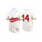 Men's Mitchell and Ness 1948 Cleveland Indians #14 Larry Doby Replica Cream Throwback MLB Jersey