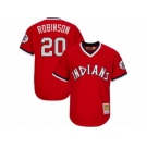 Men's Mitchell and Ness Cleveland Indians #20 Eddie Robinson Authentic Red Throwback MLB Jersey