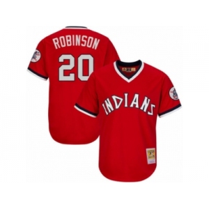 Men's Mitchell and Ness Cleveland Indians #20 Eddie Robinson Authentic Red Throwback MLB Jersey