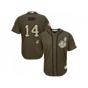 leveland Indians #14 Larry Doby Green Salute to Service Stitched Baseball Jersey