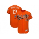 Men Baltimore Orioles #13 Manny Machado Majestic Orange 2018 Spring Training Flex Base Player Jersey