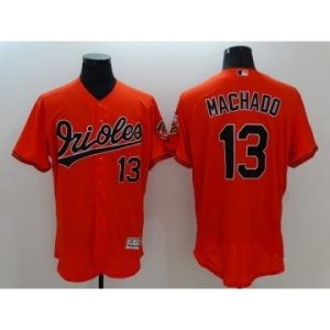 Men Baltimore Orioles #13 Manny Machado Majestic Orange Flexbase Authentic Collection Player Jersey