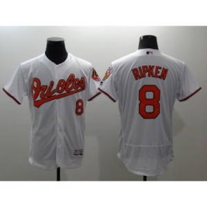 Men Baltimore Orioles #8 Cal Ripken Majestic White Flexbase Authentic Collection Player Jersey
