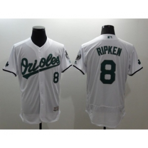 Men Baltimore Orioles #8 Cal Ripken Majestic White Green Flexbase Authentic Collection Player Jersey