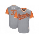 Men's 2017 Little League World Series Orioles Dylan Bundy #37 Bundy Gray Jersey