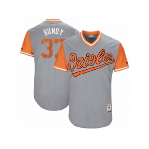 Men's 2017 Little League World Series Orioles Dylan Bundy #37 Bundy Gray Jersey