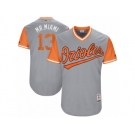 Men's 2017 Little League World Series Orioles Manny Machado #13 Mr. Miami Gray Jersey