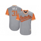 Men's 2017 Little League World Series Orioles Ubaldo Jimenez #31 Big U Gray Jersey