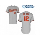 Men's Majestic Baltimore Orioles #12 Alejandro De Aza Replica Grey Road Cool Base MLB Jersey