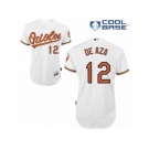 Men's Majestic Baltimore Orioles #12 Alejandro De Aza Replica White Home Cool Base MLB Jersey