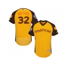 Men's Majestic Baltimore Orioles #32 Matt Wieters Yellow 2016 All-Star American League BP Authentic Collection Flex Base MLB Jersey