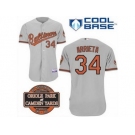 mlb jerseys baltimore orioles #34 arrieta grey cool base[20th anniversary patch]