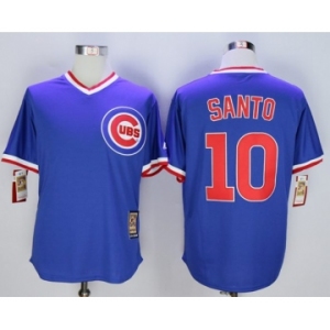 Chicago Cubs #10 Ron Santo Blue Cooperstown Stitched MLB Jersey