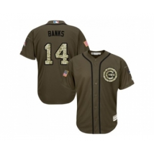 Chicago Cubs #14 Ernie Banks Green Salute to Service Stitched Baseball Jersey