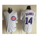 Chicago Cubs #14 Ernie Banks White Strip New Cool Base Stitched Baseball Jersey