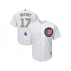 Chicago Cubs #17 Kris Bryant White 2017 Gold Program Cool Base Stitched MLB Jersey