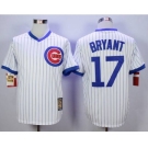 Chicago Cubs #17 Kris Bryant White Strip Home Cooperstown Stitched MLB Jersey