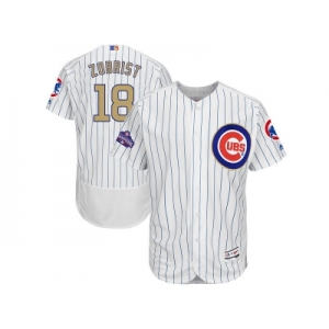 Chicago Cubs #18 Ben Zobrist White 2017 Gold Program Flexbase Stitched MLB Jersey