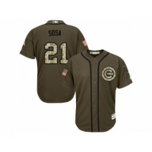 Chicago Cubs #21 Sammy Sosa Green Salute to Service Stitched Baseball Jersey