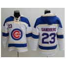 Chicago Cubs #23 Ryne Sandberg White Sawyer Hooded Sweatshirt Baseball Hoodie