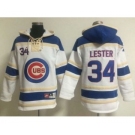 Chicago Cubs #34 Jon Lester White Sawyer Hooded Sweatshirt Baseball Hoodie