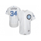 Chicago Cubs #34 Jon Lester White(Blue Strip) Flexbase Authentic Collection 2016 Father's Day Stitched Baseball Jersey