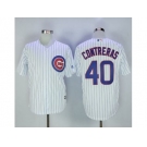 Chicago Cubs #40 Willson Contreras White Strip New Cool Base Stitched MLB Jersey