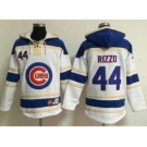 Chicago Cubs #44 Anthony Rizzo White Sawyer Hooded Sweatshirt Baseball Hoodie