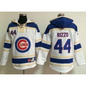 Chicago Cubs #44 Anthony Rizzo White Sawyer Hooded Sweatshirt Baseball Hoodie