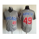 Chicago Cubs #49 Jake Arrieta Grey Flexbase Authentic Collection Road Stitched MLB Jersey