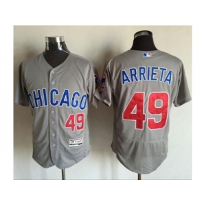 Chicago Cubs #49 Jake Arrieta Grey Flexbase Authentic Collection Road Stitched MLB Jersey