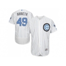 Chicago Cubs #49 Jake Arrieta White(Blue Strip) Flexbase Authentic Collection 2016 Father's Day Stitched Baseball Jersey