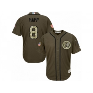 Chicago Cubs #8 Ian Happ Authentic Green Salute to Service MLB Jersey