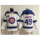 MLB Chicago Cubs #49 Jake Arrieta White Sawyer Hooded Sweatshirt Hoodie