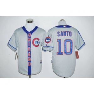 Men Chicago Cubs #10 Ron Santo Gray Blue Stitched MLB Jersey