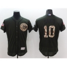 Men Chicago Cubs #10 Ron Santo Majestic Green Salute to Service Flexbase Authentic Collection Jersey