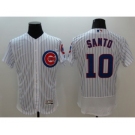 Men Chicago Cubs #10 Ron Santo Majestic white stripe Flexbase Authentic Collection Player Jersey