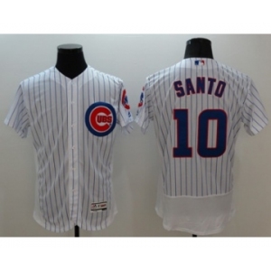 Men Chicago Cubs #10 Ron Santo Majestic white stripe Flexbase Authentic Collection Player Jersey
