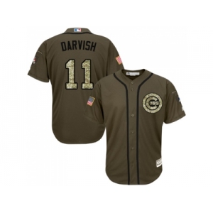 Men Chicago Cubs #11 Yu Darvish Green Salute to Service Stitched MLB Jersey