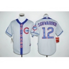 Men Chicago Cubs #12 Kyle Schwarber Gray Blue Stitched MLB Jersey