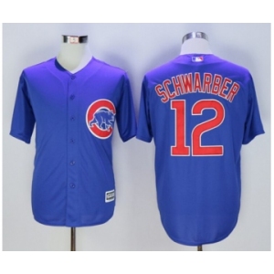 Men Chicago Cubs #12 Kyle Schwarber Majestic Blue Official Cool Base Player Jersey