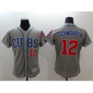 Men Chicago Cubs #12 Kyle Schwarber Majestic grey Flexbase Authentic Collection Player Jersey