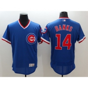 Men Chicago Cubs #14 Ernie Banks Majestic blue Flexbase Authentic Cooperstown Player Jersey