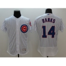 Men Chicago Cubs #14 Ernie Banks Majestic white stripe Flexbase Authentic Collection Player Jersey