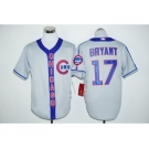 Men Chicago Cubs #17 Kris Bryant Gray Blue Stitched MLB Jersey