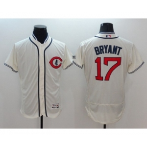 Men Chicago Cubs #17 Kris Bryant Majestic Cream Flexbase Authentic Collection Player Jersey