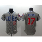 Men Chicago Cubs #17 Kris Bryant Majestic Gray stripe Flexbase Authentic Collection Player Jersey