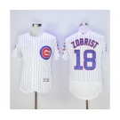 Men Chicago Cubs #18 Ben Zobrist Majestic White Flexbase Authentic Collection Player Jersey